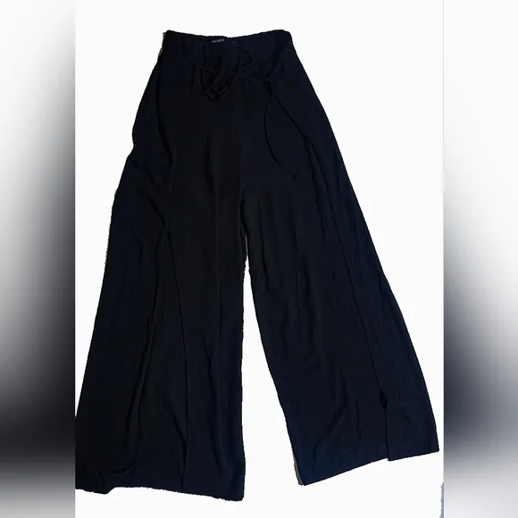 Pull&Bear‎ BlackWide Leg Pants with High Slits - Picture 6 of 9